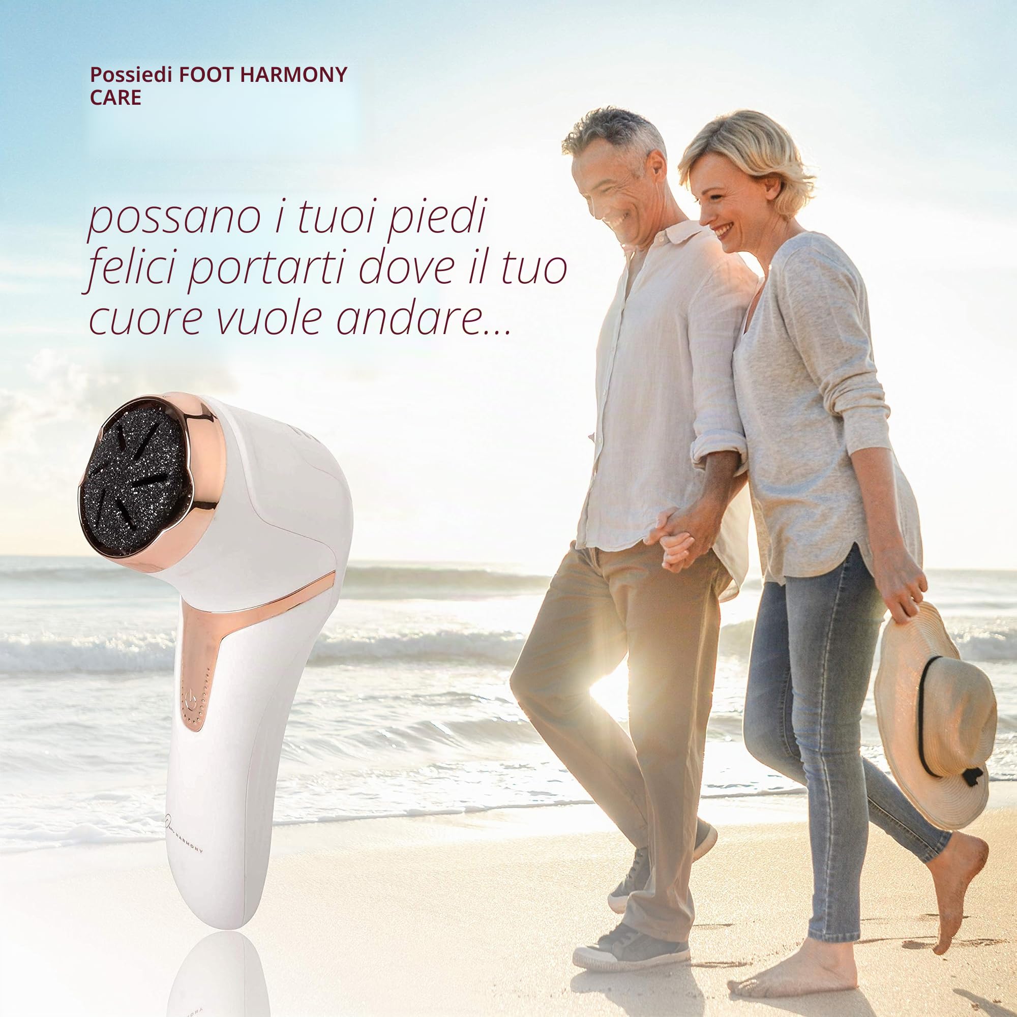 Own Harmony Roll Pedicure Elettrico Ricaricabile CR2100 - Cura dei Piedi Attrezzi Professionale per Talloni Screpolati e Pelle Secca - Potente Lima Elettrica per Calli e Duroni con 3 Rulli (Cavo USB)