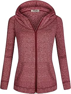 Women&apos;s Full-Zip Fleece Lined Hoodie Sports Sweatshirts with Handy Pockets & Inside Pocket