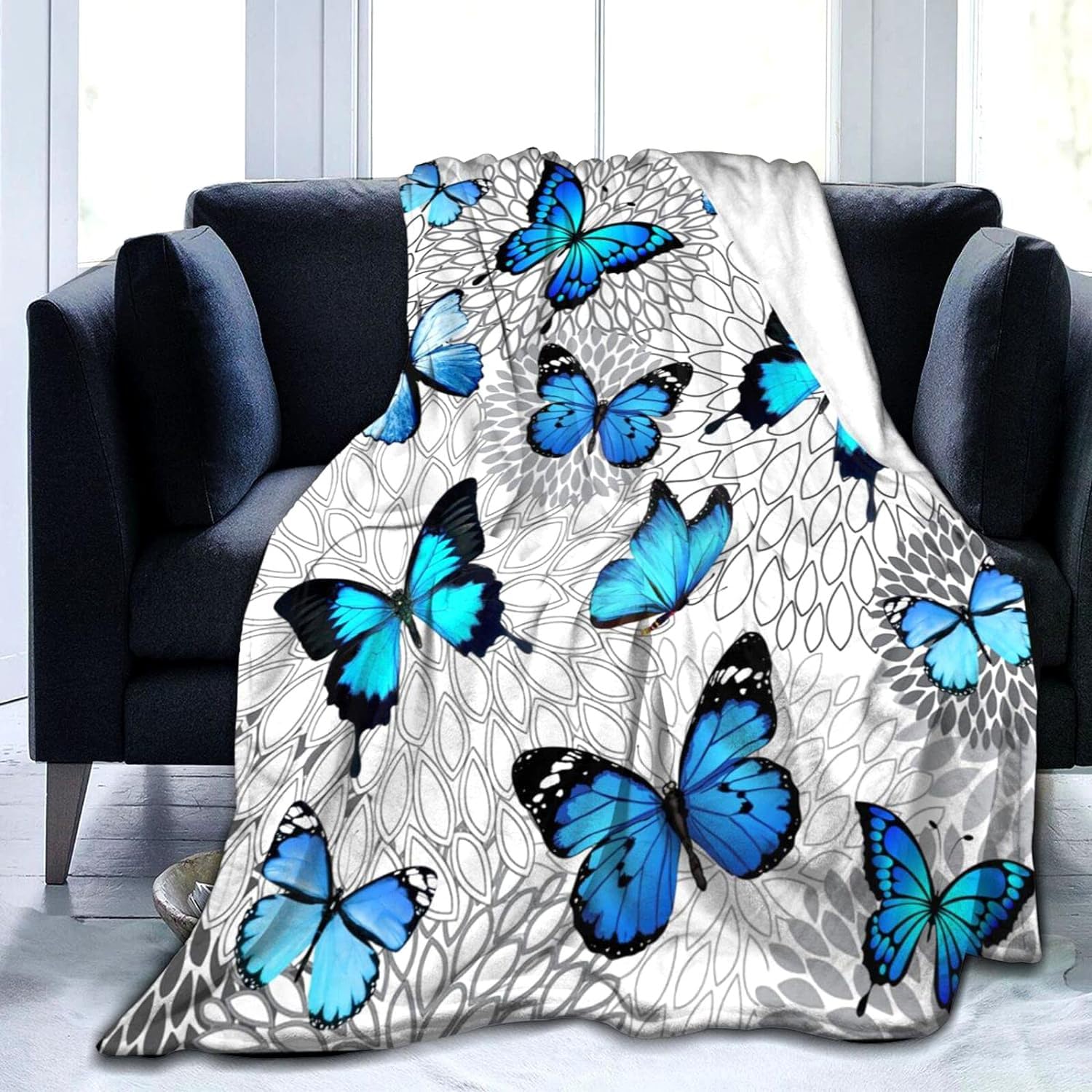 Couverture flanelle papillon 150x200cm colorée et douce
