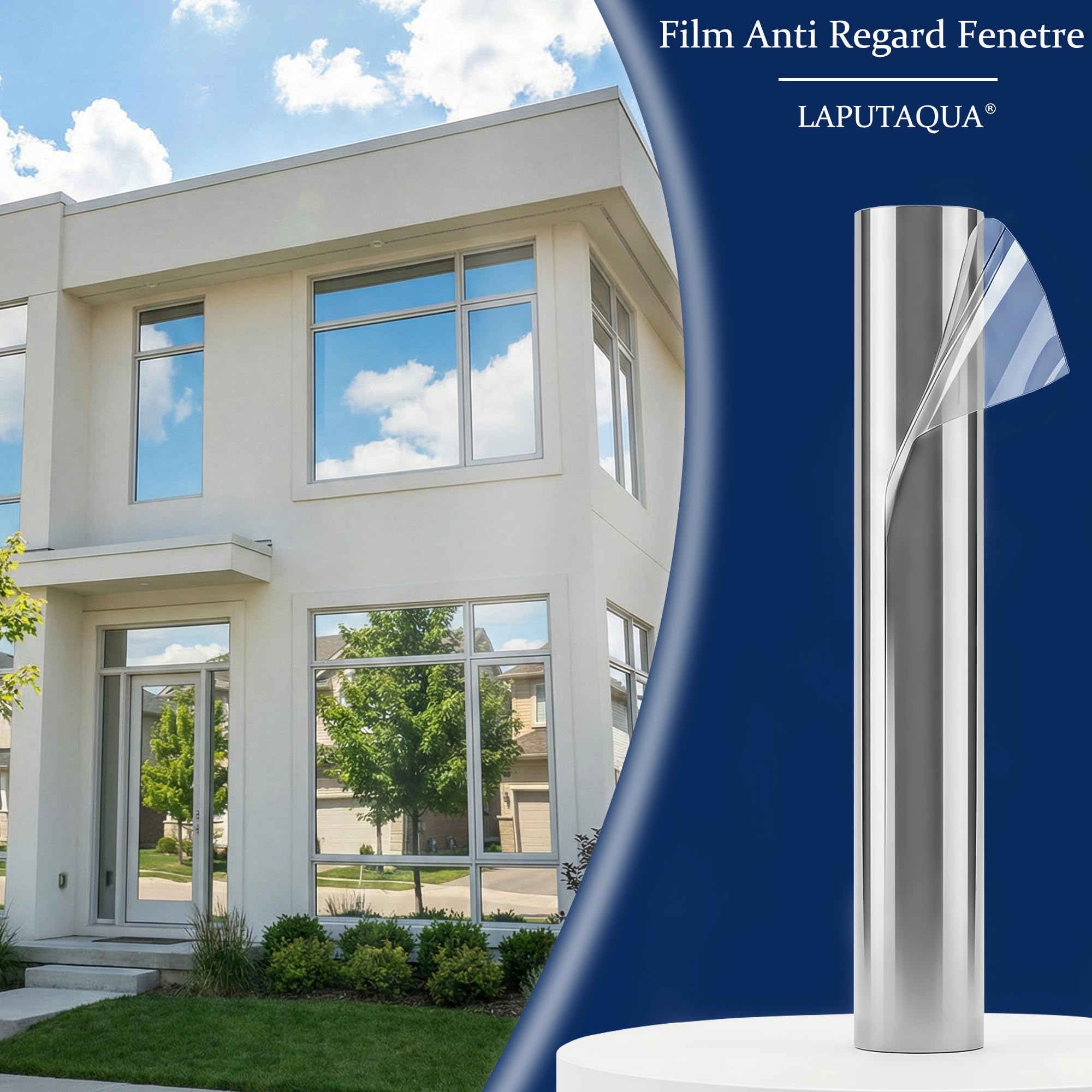 Film Fenetre Anti Regard Anti Chaleur Occultant sans Tain Anti UV Miroir 40x200cm Argent