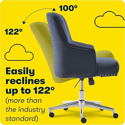 Miniatura 7 de Serta Style Leighton - Silla de oficina en casa, tela de sarga azul santuario, 27.25 pulgadas de profundidad x 24 pulgadas de ancho x 38.75 pulgadas