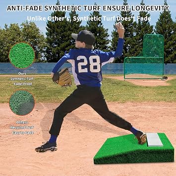 Pitching Mound, Portable Pitchers Mound with Pitching Rubber and Antifade Turf, Pitching Mound for Baseball Softball Pitching Taining