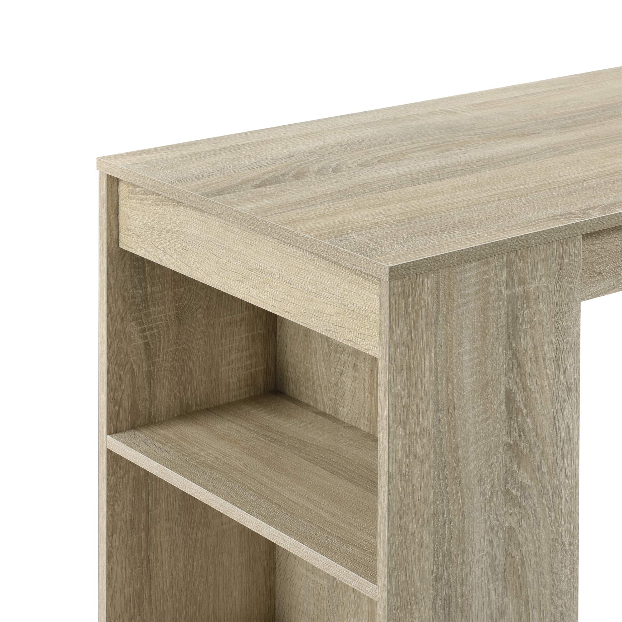 [en.casa] Bartisch Kouvola Bistrotisch Esstisch 110 x 50 x 103 cm Küchentisch Küchentheke mit 3 Fächern Stehtisch Bartheke für Esszimmer Wohnzimmer Küche Eicheoptik