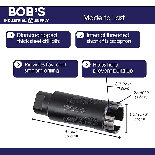 Miniatura 4 de BISupply Broca de núcleo de diamante – Broca de piedra dura de 1-3/8 x 4 pulgadas para azulejos de piedra dura para agujeros de cemento de granito