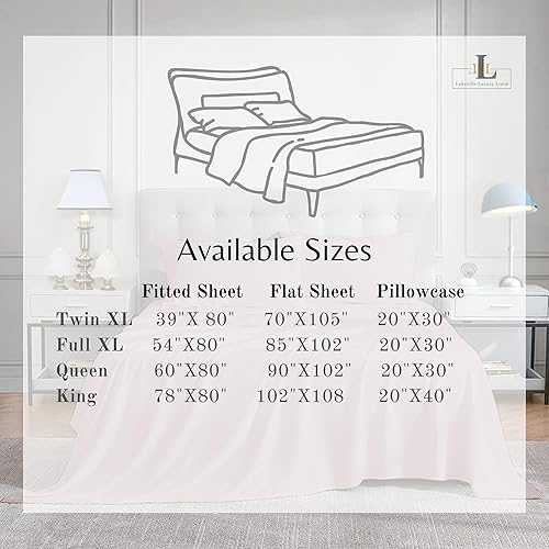 Miniatura 5 de Lukeville Luxury Linen Juego de sábanas de tamaño matrimonial XL, juego de sábanas de 100% algodón más suave, 4 piezas, ropa de cama de satén de 500