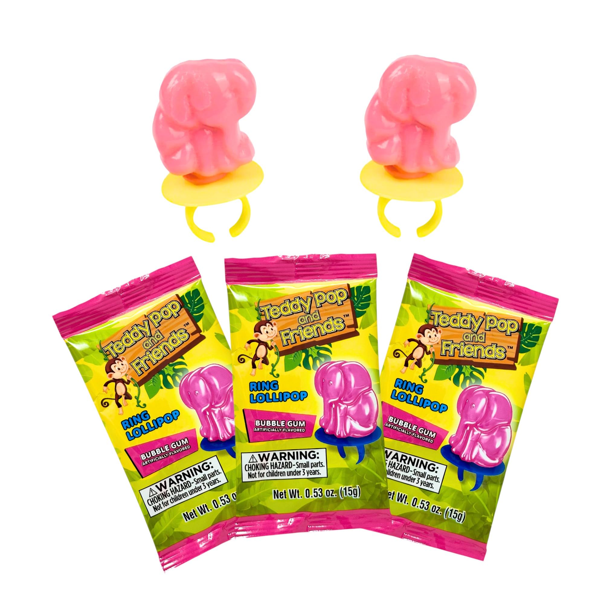 Halloween Bubble Gum Teddy Pop & Friends Ring Lollipops- 30 Ct - Bubble Gum Flavor, Individually Wrapped, Fun Wearable Treats Gluten-Free, Kosher & Nut-Free Perfect for Parties, Holidays & Goody Bags