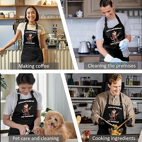 Miniatura 5 de Divertidos delantales para hornear con bolsillos, regalos para mujeres panaderas, amantes de los gatos, mamá y papá, delantal impermeable ajustable