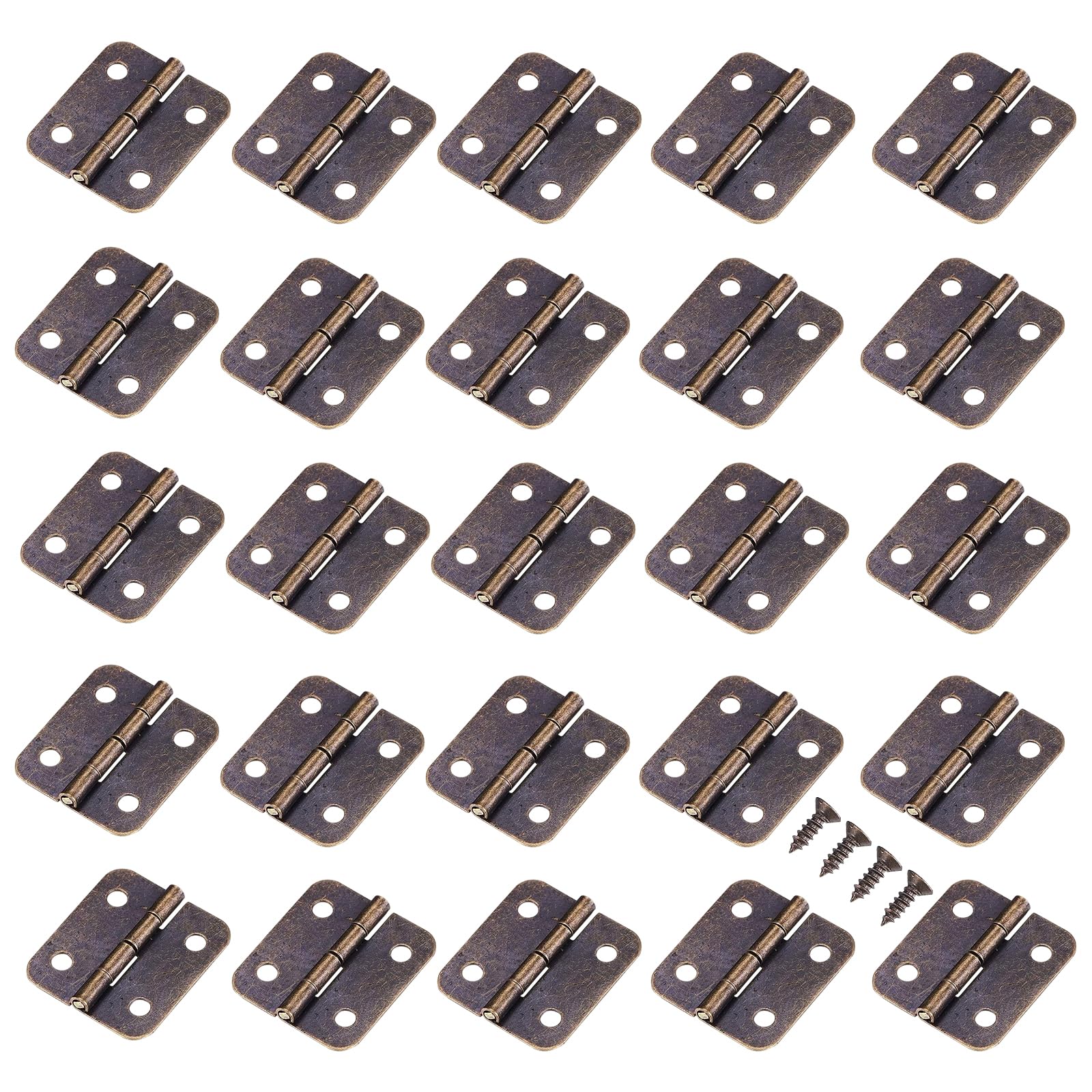 Increway Antique Bronze 50 Set Mini Hinges With Matching Screws For Jewelry Chest Box Wood Cabinet (Antique Bronze)