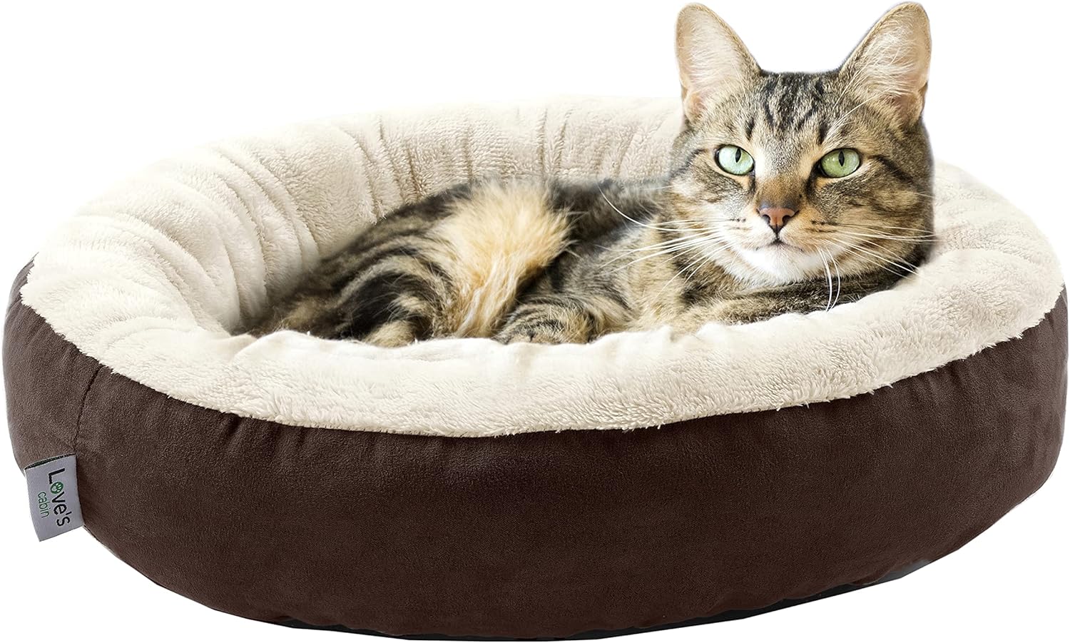 Love's cabin Round Donut Cat and Dog Cushion Bed, 20in Pet