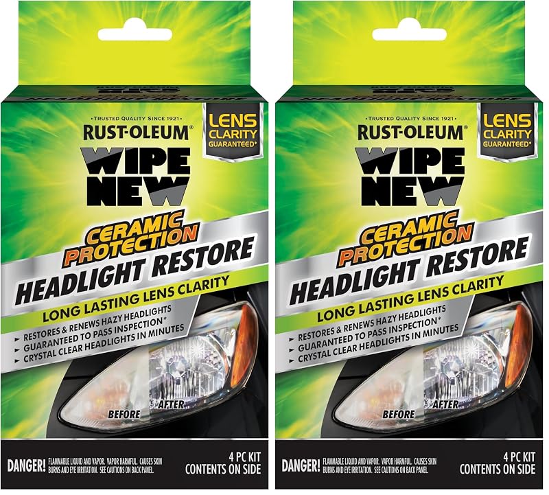Kit Wipe New Rust-Oleum 397048 para Restauração de Faróis com Pad de Polimento, 2 unidades