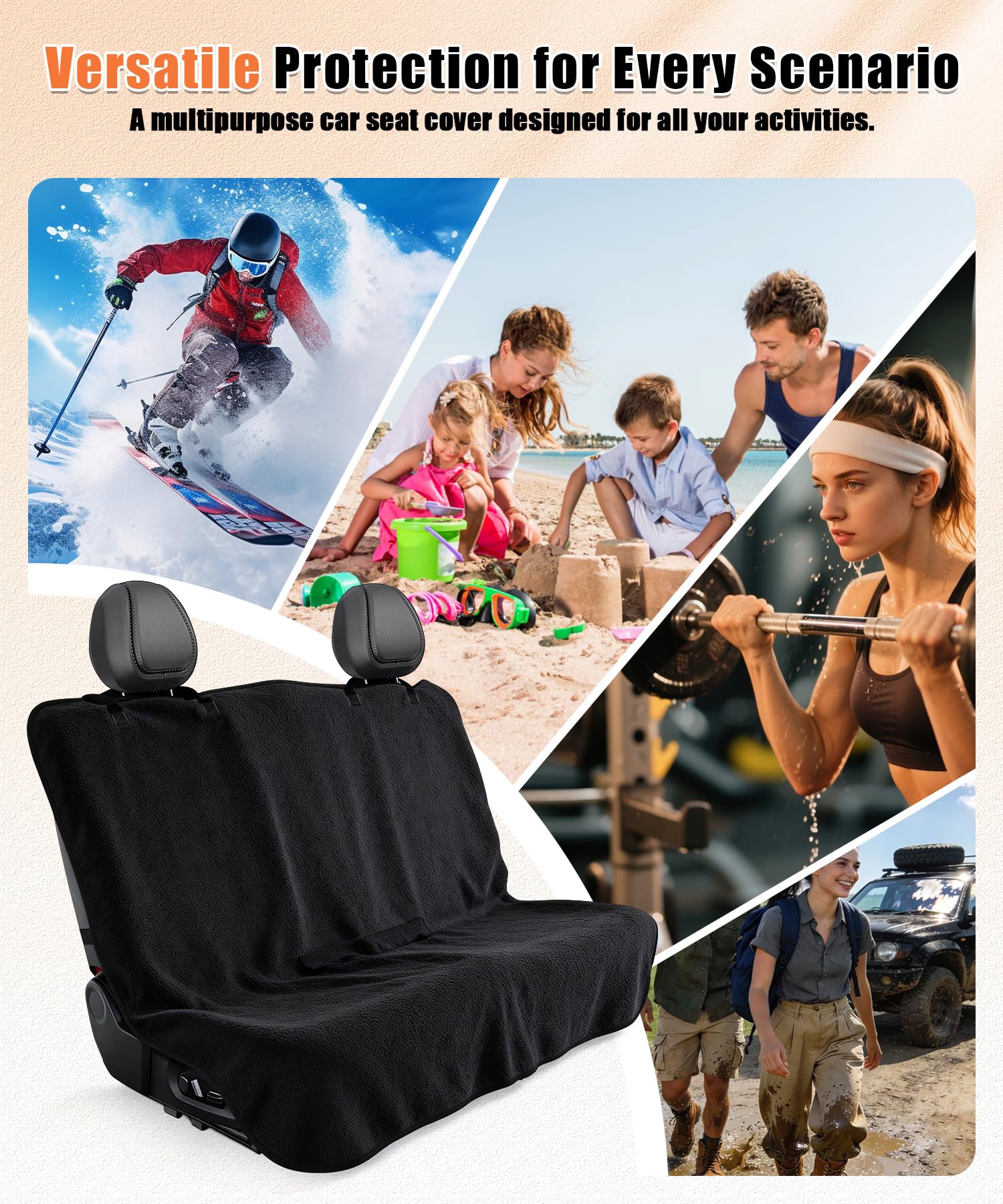 Universal Back Car Seat Cover for Pets Dog Seat Cover Hammock Heavy Duty Scratch Proof Nonslip 100% Waterproof Durable Soft Car Accessories Interior for Women and Man Cars, Trucks, SUVs, Jeep - image 5