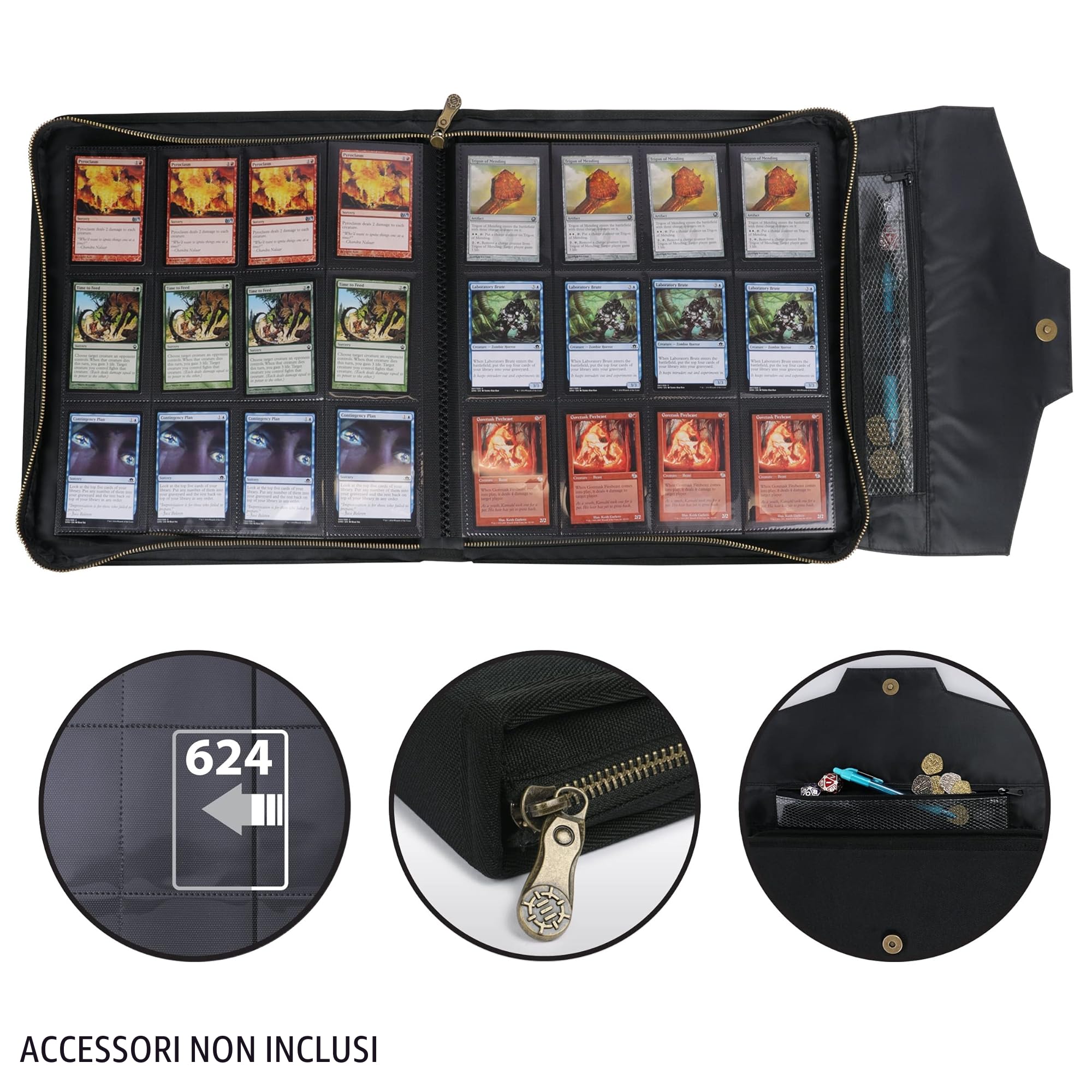 ENHANCE Album Raccoglitore per Carte Collezionabili - Raccoglitore TCG a 12 Tasche per 624 Carte - Raccoglitore per Carte a Caricamento Laterale con Tasca, Esterno Protettivo di alta Qualità
