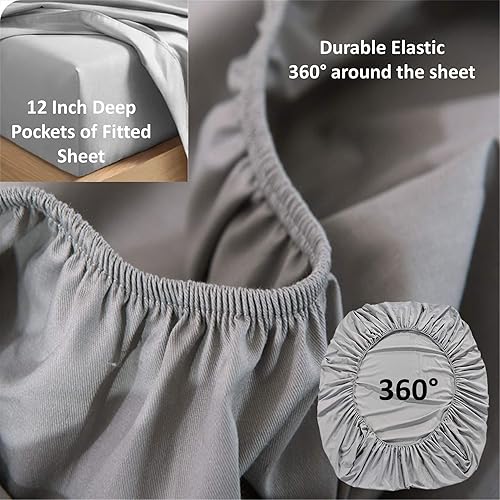 Miniatura 6 de Neerahi Juego de sábanas divididas tamaño Queen ajustable, 800 hilos, 100% algodón egipcio 1 encimera, 1 sábana bajera y 2 fundas de almohada tejido