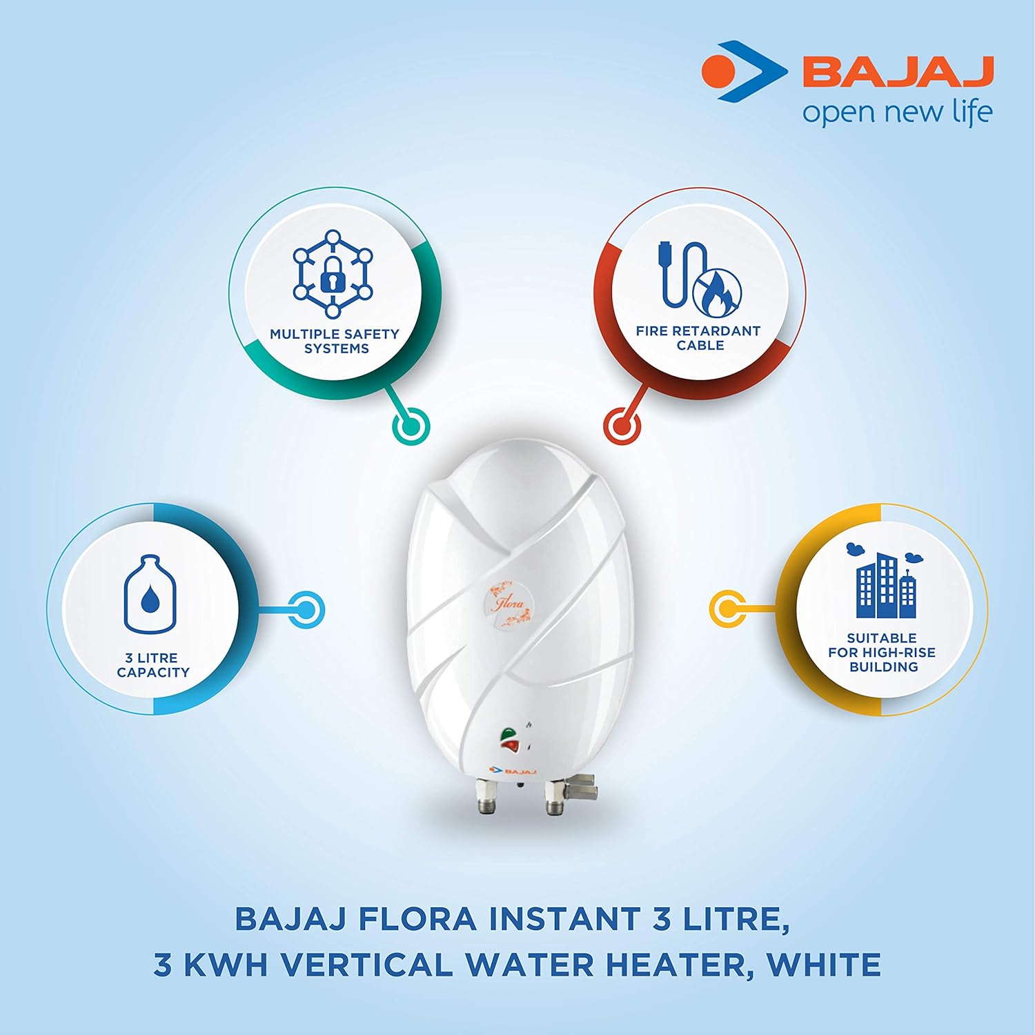 Top Five 3 litre geyser best reviews 1 Bajaj Flora 3 litre Instant Geyser