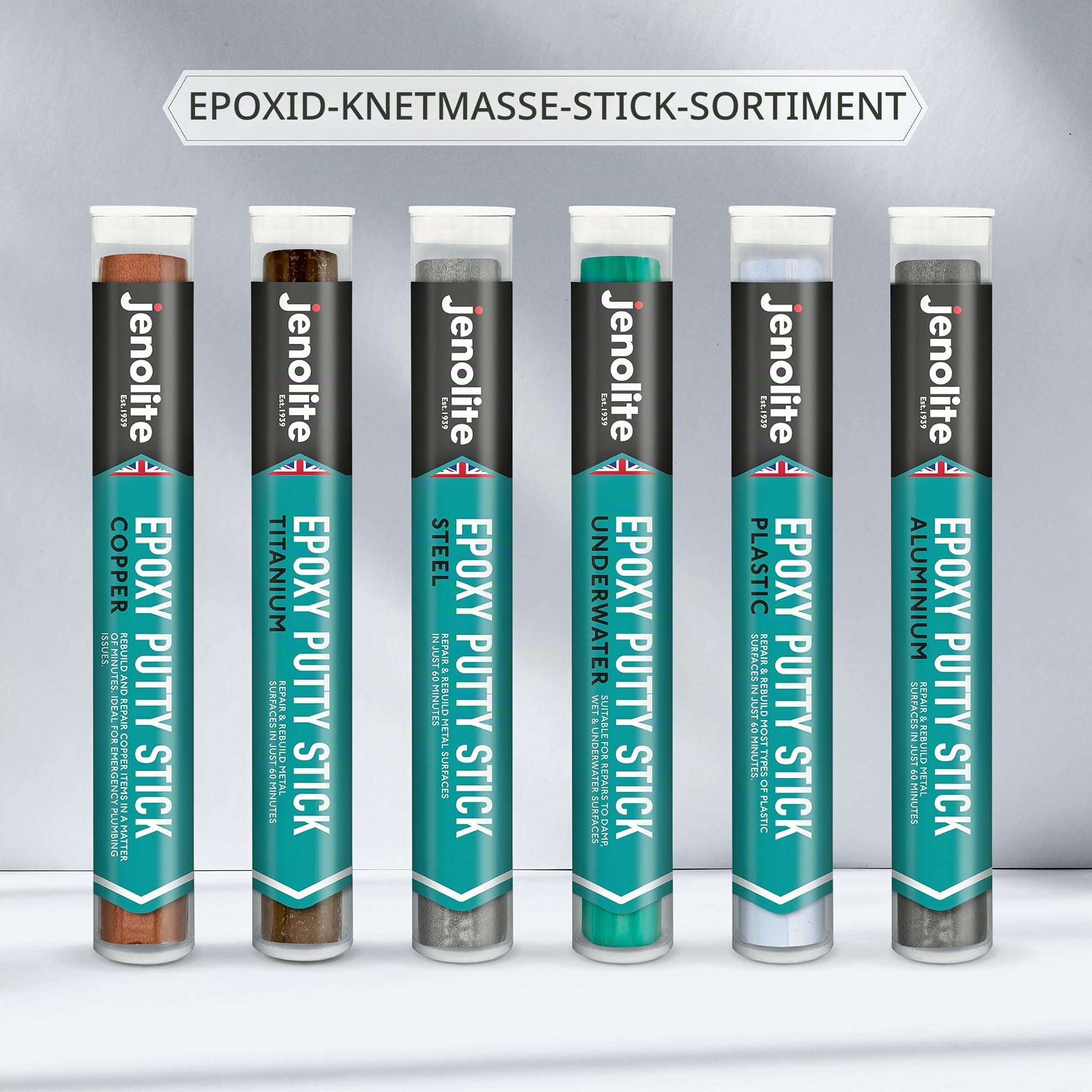 JENOLITE- Epoxidharz Set zur Kupfer Reparatur. Epoxid Knete in nur 60 Minuten funktionsfähig! Inhalt: 112g