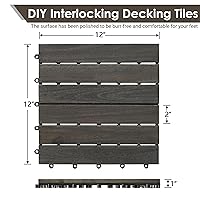 Vista 2 de PrimeZone - 9 azulejos entrelazados de madera de acacia sólida para terraza, patio, 12 x 12 pulgadas, impermeables, para interiores y exteriores
