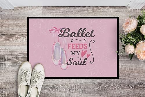 Miniatura 2 de Caroline's Treasures Ballet Feeds My Soul - Tapete para puerta de interior/exterior, 24 pulgadas de alto x 36 pulgadas, multicolor