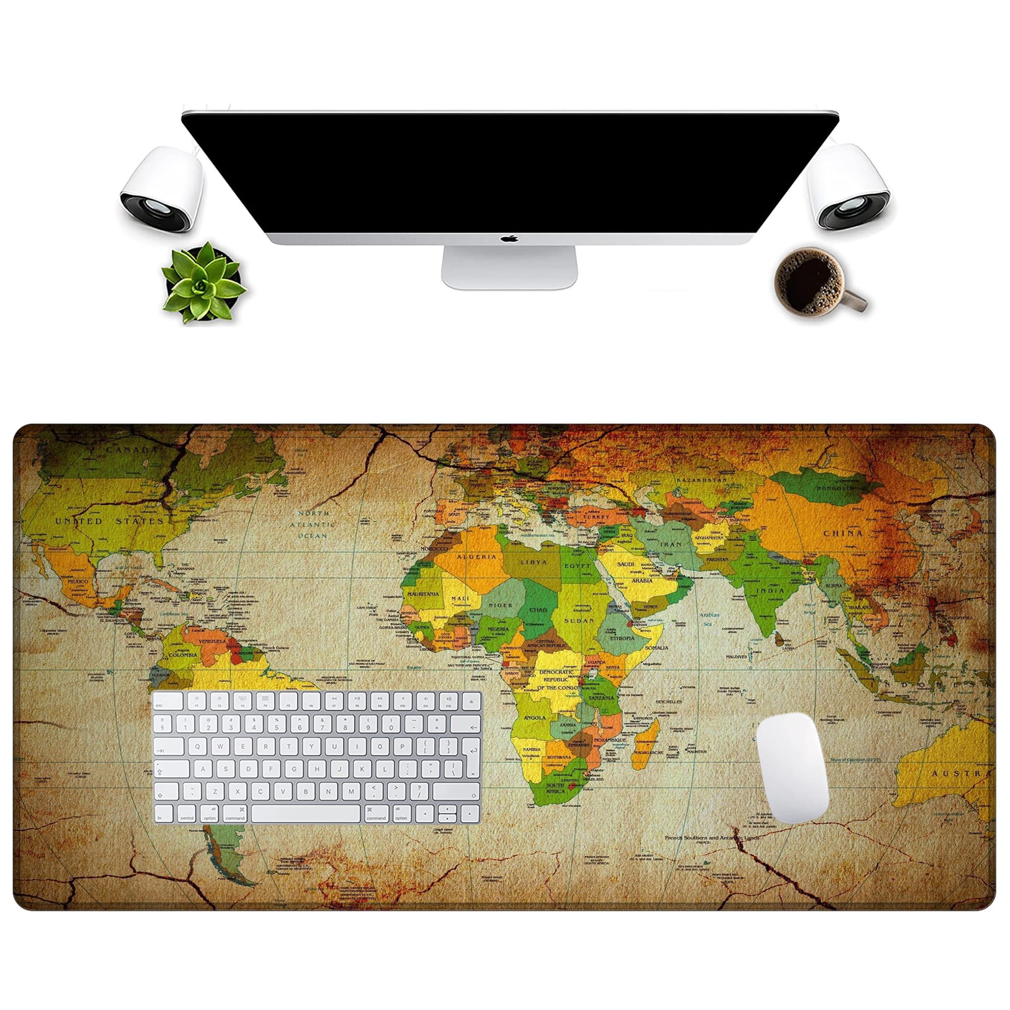 LL-COEUR XXL Mappa del Mondo Tappetino per Mouse Pad Gaming Computer Scrivania Mat (1000 x 500 x 3 mm)