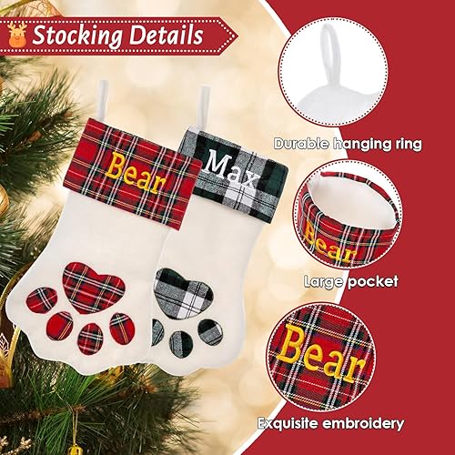 Miniatura 4 de Ulico Medias personalizadas para mascotas, medias de Navidad personalizadas para perros y gatos, medias de Navidad bordadas grandes con forma de