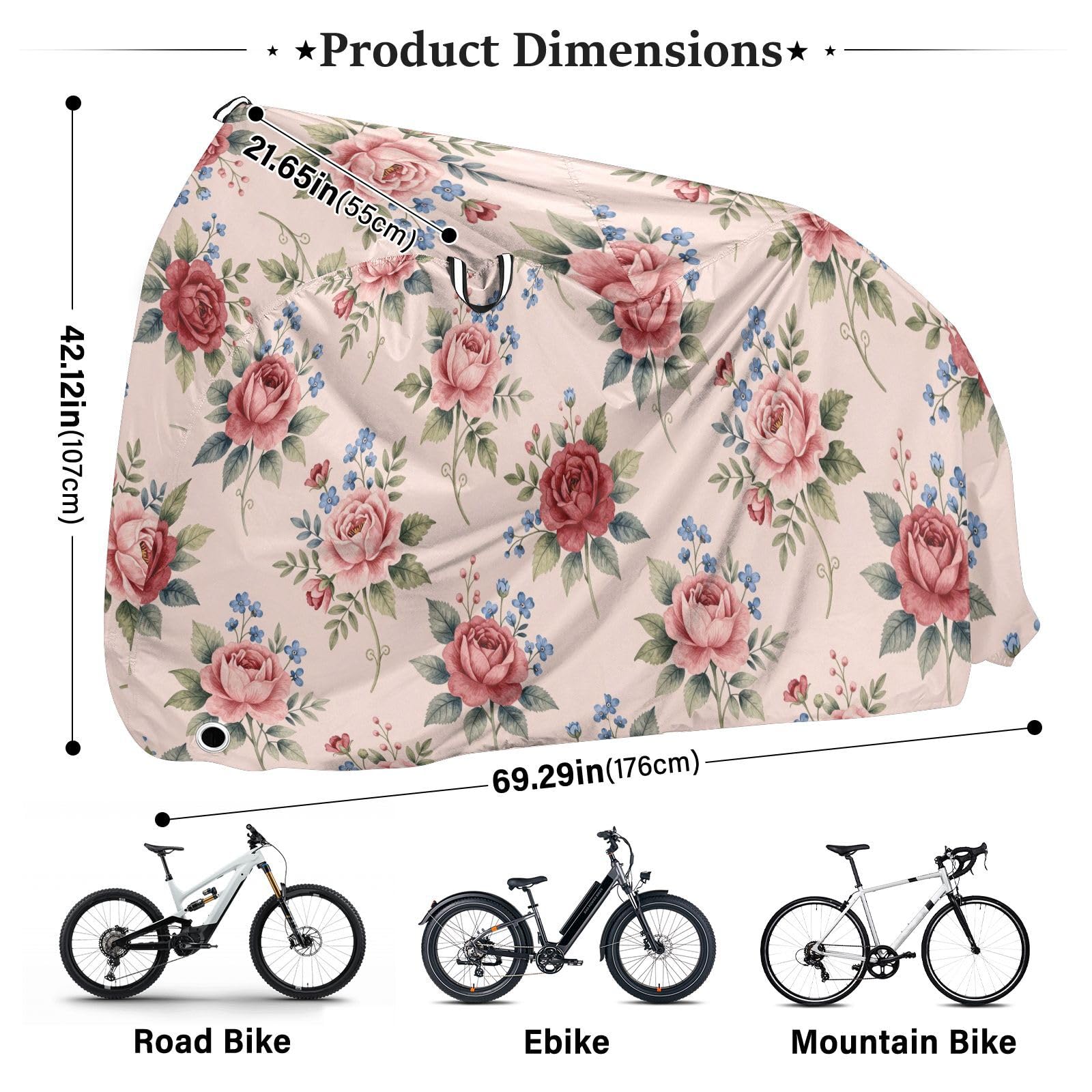 Telo protettivo per bicicletta, in poliestere, impermeabile, antipolvere e antipioggia | Con foro di bloccaggio e fibbia di fissaggio 183,18 x 158,22 cm