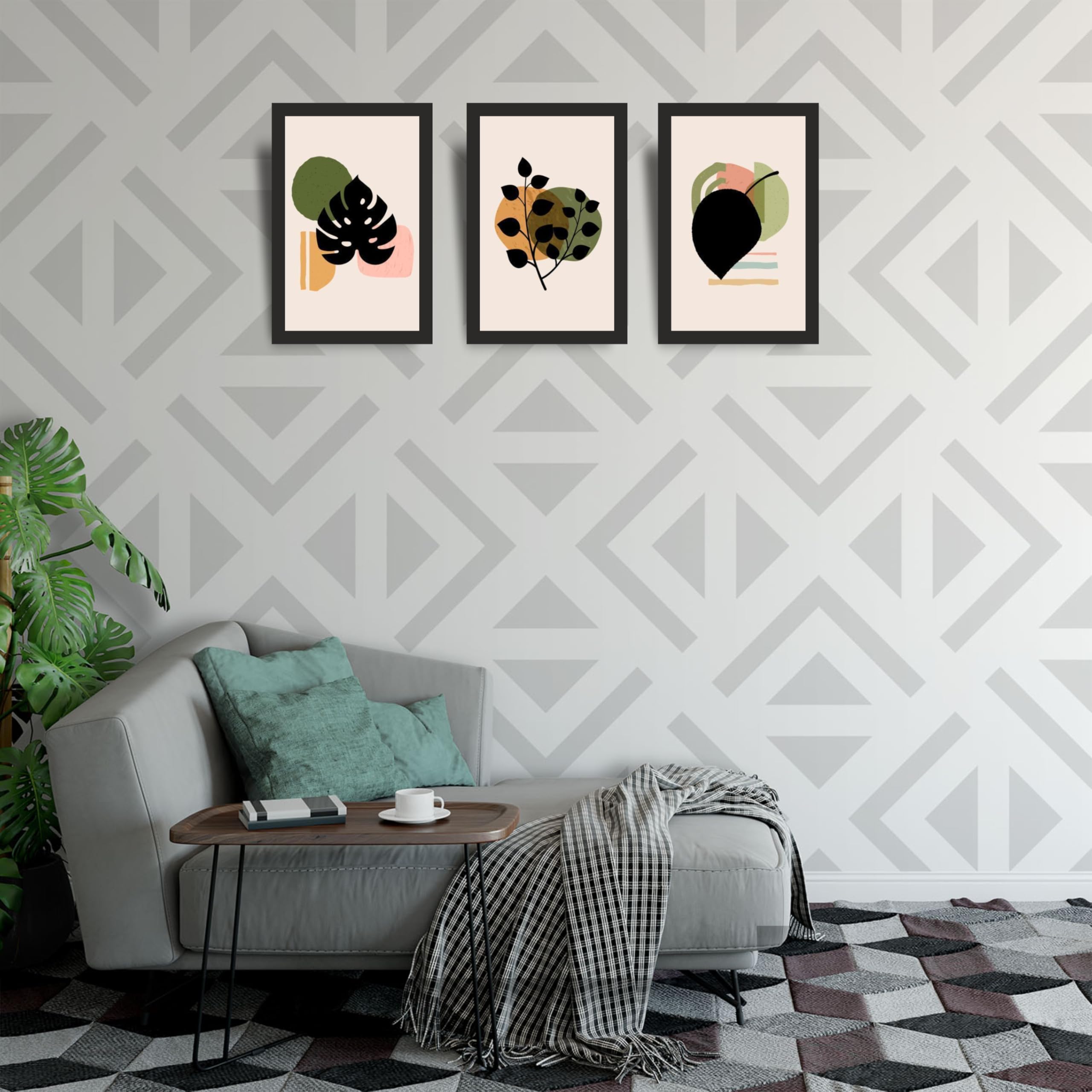 Abstract Leaf Silhouette Wall Art Set of 3