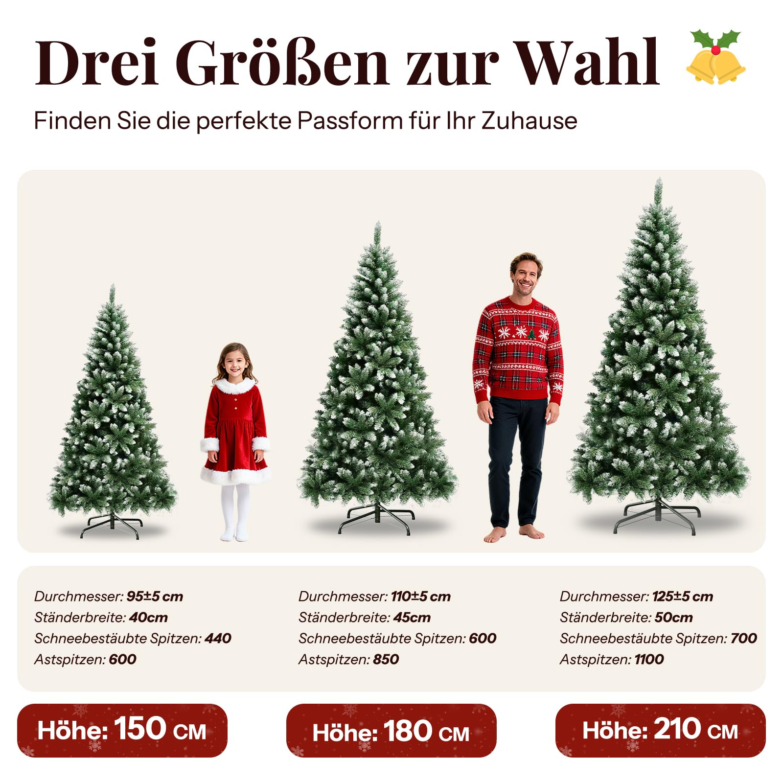 YOUDENOVA Künstlicher Weihnachtsbaum 210 cm | Premium Tannenbaum Künstlich mit Schnee - Naturgetreu | inkl. Faltbarer Metallständer