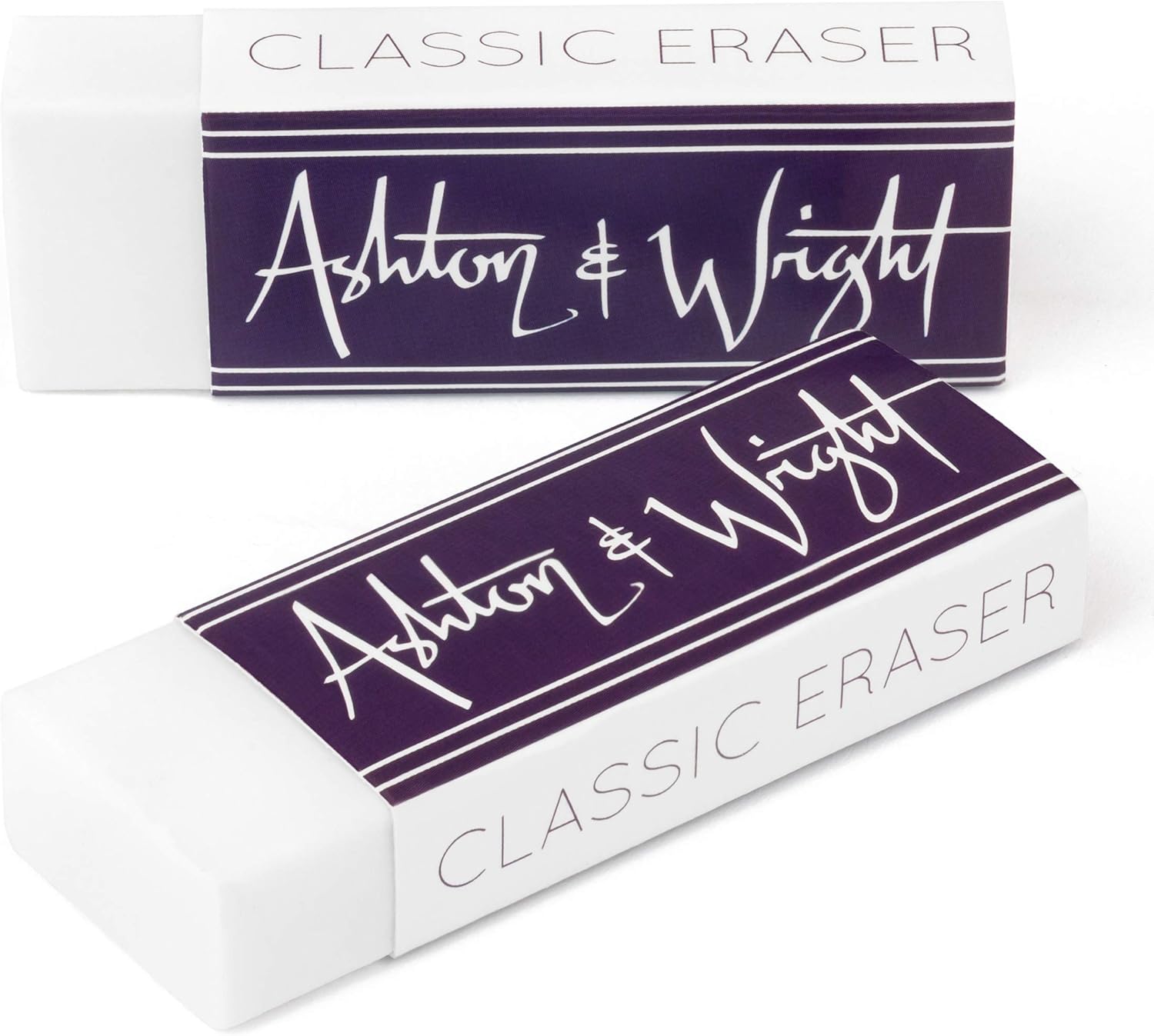 Ashton and Wright - Classic Eraser - Latex Free Plastic Rubber - Pack of 2 White