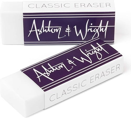 Ashton and Wright - Borrador Clásico - Goma de Plástico Libre de Látex - Paquete de 2 Blanco