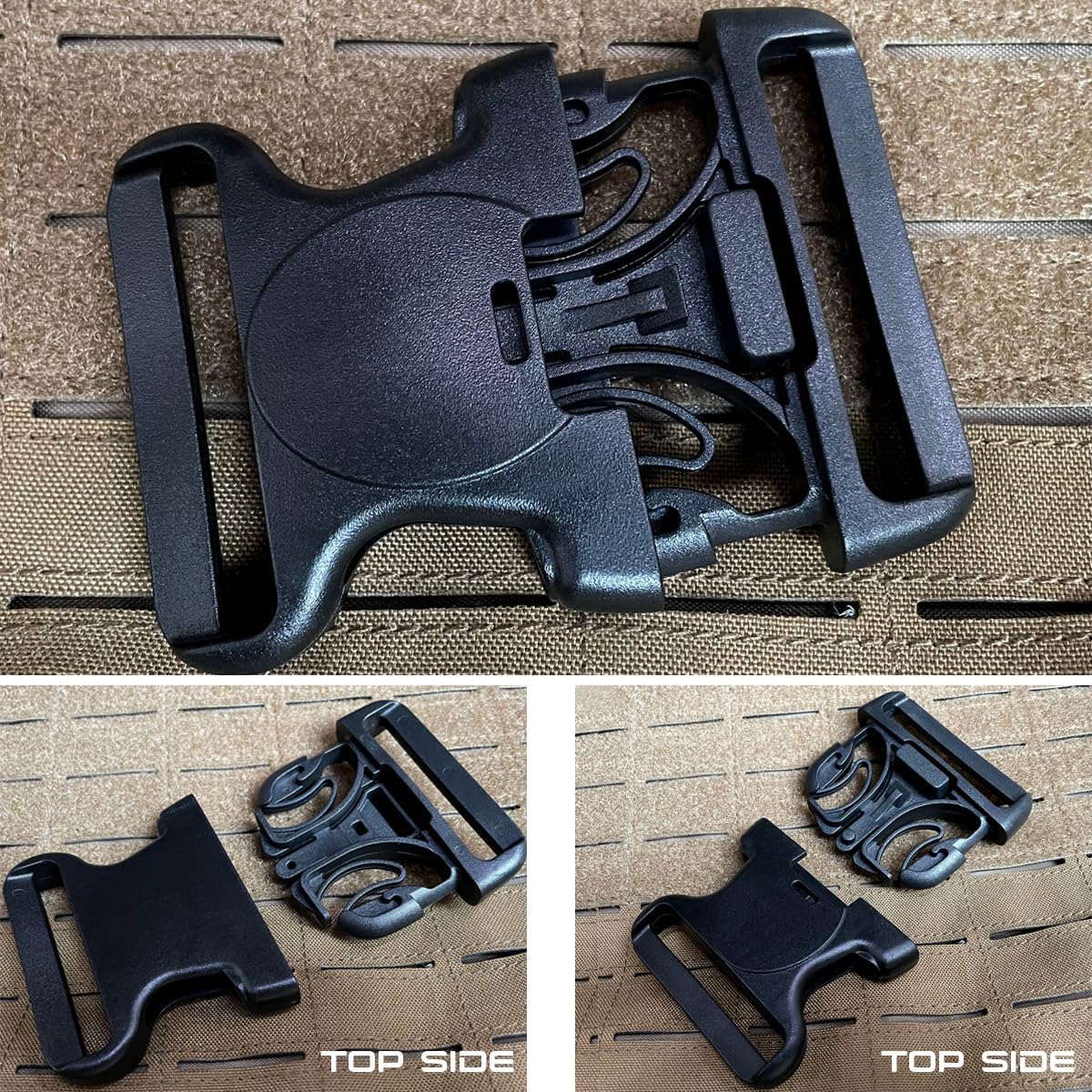 ROCOTACTICAL 2.25" Tri-Release Buckle Set, Replacement Buckle System for 2-1/4in Duty Belt, 2-Pack, Black
