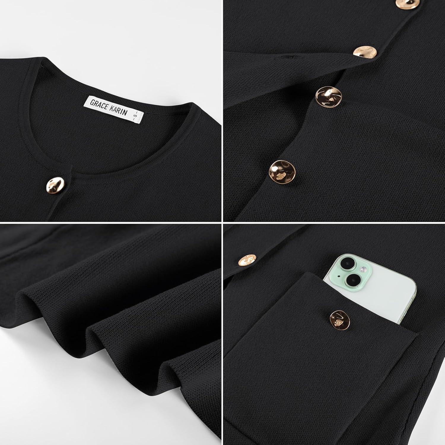 GRACE KARIN Women Sweater Blazers Business Casual, Button Up Knit Cardigan Sweaters, Long Sleeve Peplum Tops for Women Trendy - Image 7