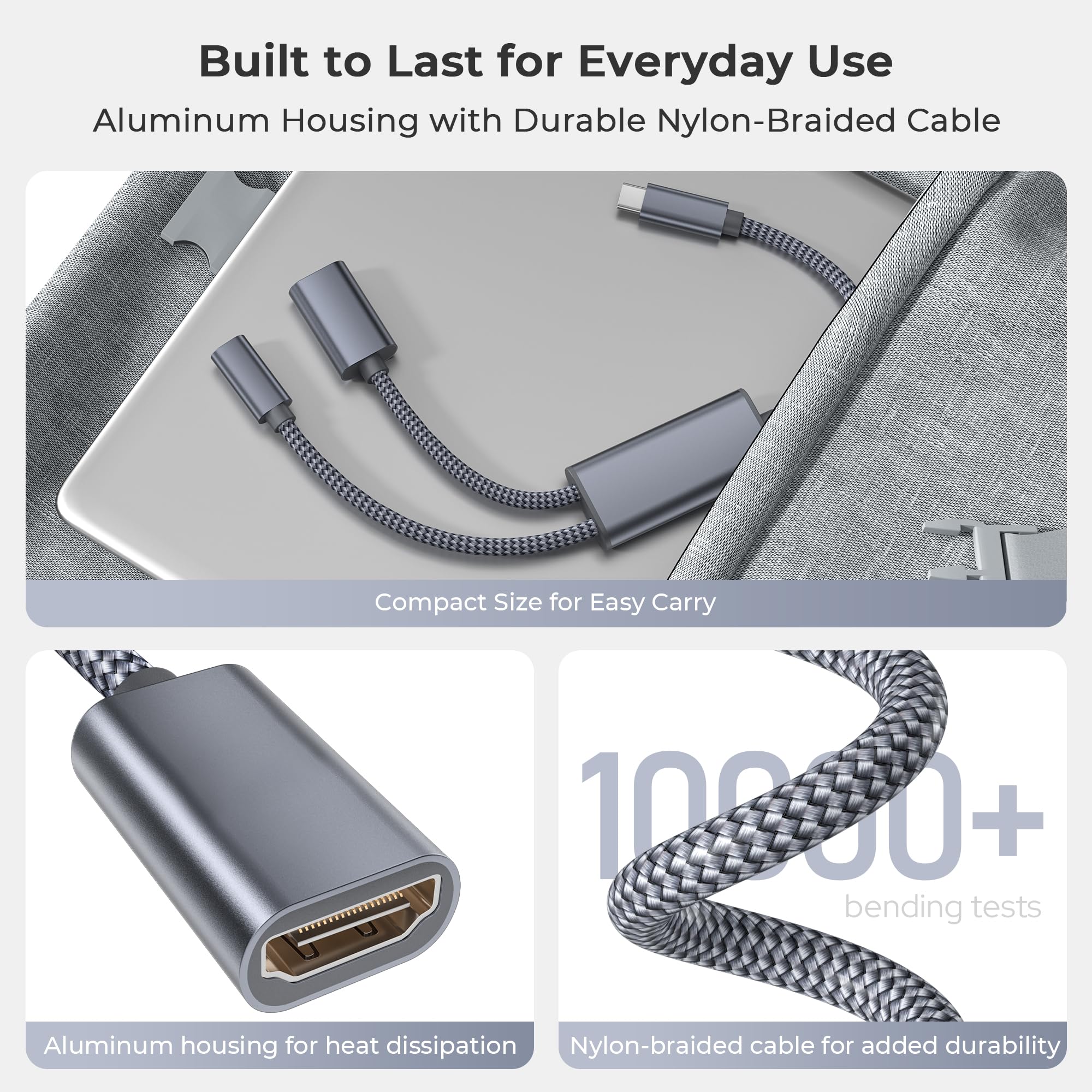 Basesailor Adaptateur USB C vers HDMI,2-en-1 Type C vers HDMI 4K@30Hz avec charge PD 100W femelle pour iPhone 17/16/15 Pro Max Plus,MacBook,iPad Air/Mini,Samsung S25/S24/S23,Steam Deck,Nintendo Switch