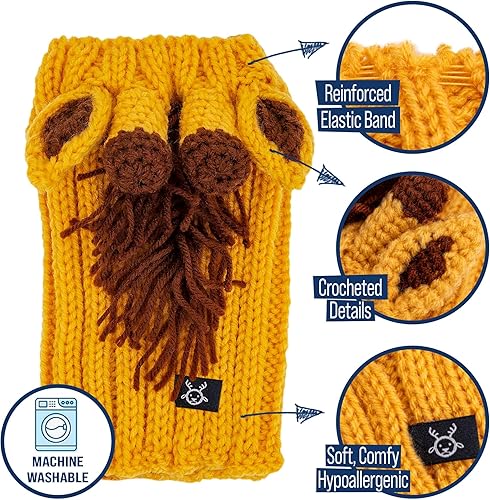 Miniatura 3 de Zoo Snoods Disfraz de jirafa para perros y gatos, cálido sin solapa, capucha para mascotas, traje de perro para invierno, Halloween, Navidad y Año