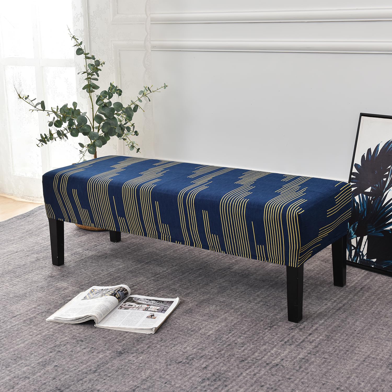 House of Quirk Stretchable Dining Bench Cover - Soft, Washable, Elastic Slipcover for Dining Room Furniture, Fits Standard Benches, Protective & Stylish Seat Cover (Blue Dazzle) (B0DDPSHGCS) Amazon Price History, Amazon Price Tracker