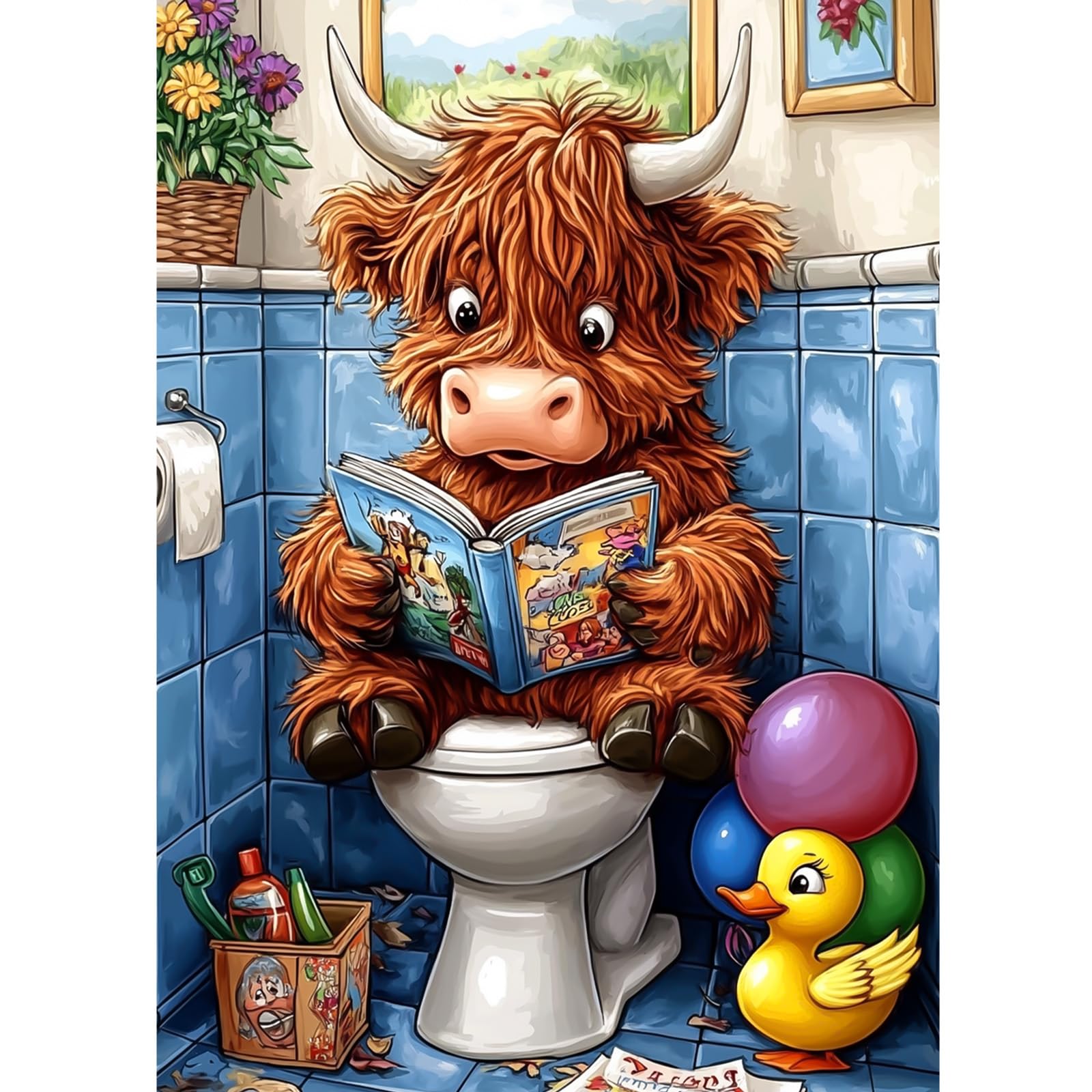 CEOVR Cow Diamond Painting Kits Adults,Diamond Art Kits Adults Cartoon Calf,30x40cm,5D DIY Gem Art Craft Set for Leisure Time