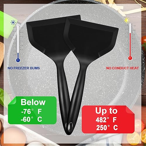 Miniatura 6 de Shappy 2 espátulas anchas de silicona Tamagoyaki, espátula antiadherente, espátula frita, espátula de pescado, espátula ancha y flexible de silicona