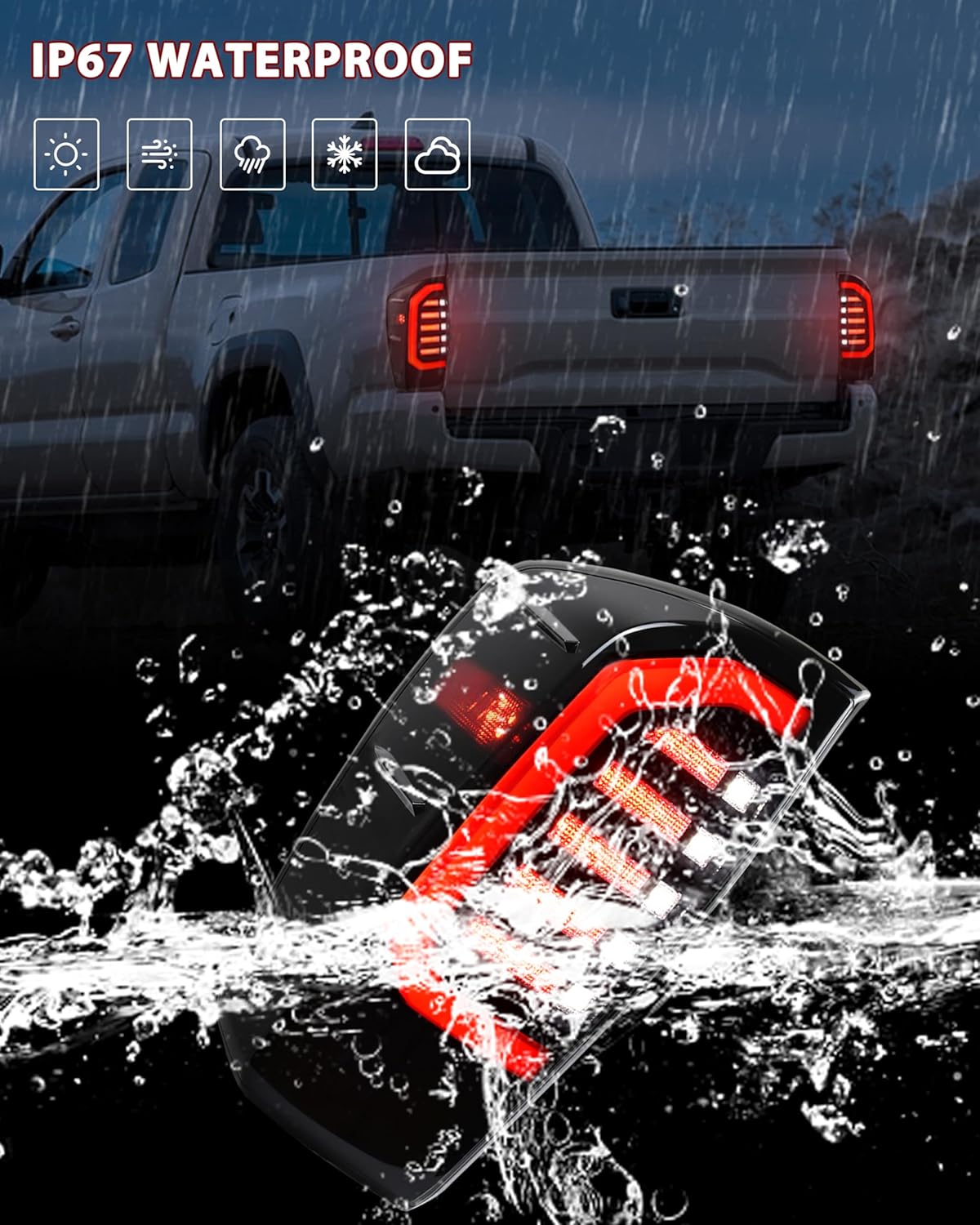 LED Tail Lights for 2016-2023 Toyota Tacoma Accessories, New Upgrade Full LED Smoked Lens Brake Reverse Parking Lights for Toyota Tacoma 16-23(2PC, Passenger & Driver Side)