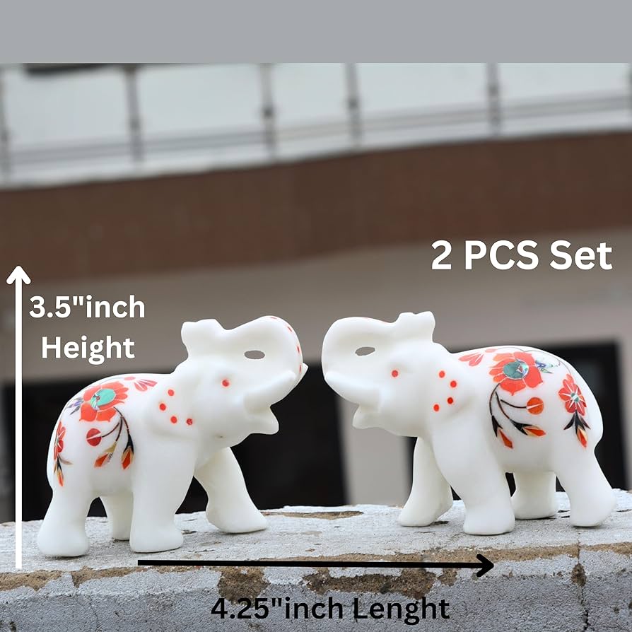 Amazon.co.jp: craftslook 大理石 象嵌 象像 4インチ (2ピース) Hakik