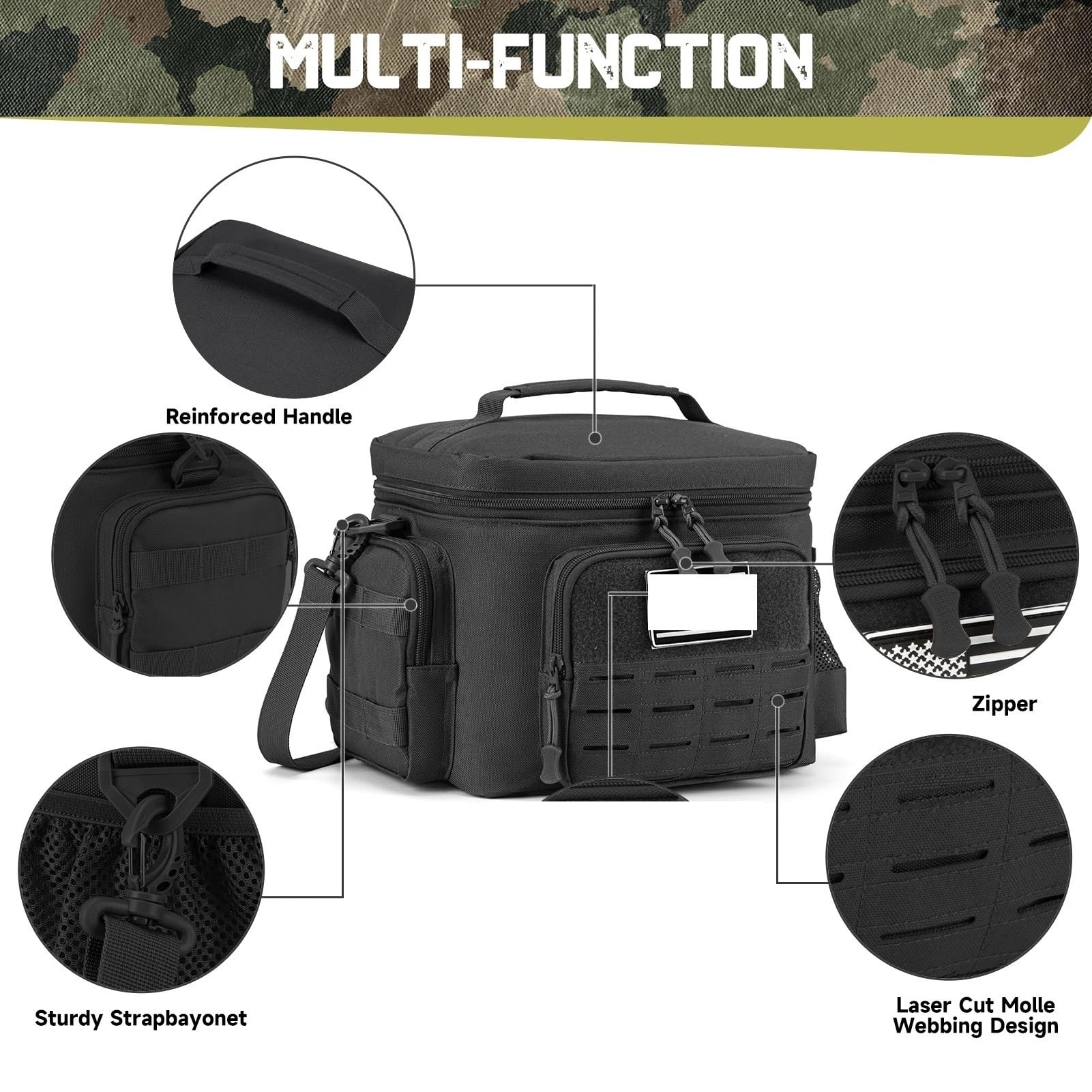 Bolsa De Almuerzo Fiambrera for el Trabajo, Bolsa térmica Aislante a Prueba de Fugas, Comida, Camping, Picnic, Bolsa de Almuerzo Resistente, 2 uds. para Oficina，Picnic(Khaki)