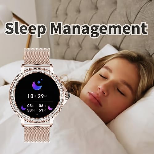 Miniatura 8 de Elegante reloj inteligente para mujer con asistente de voz AI, llamadas, entrenamiento de respiración y más funciones personalizadas para