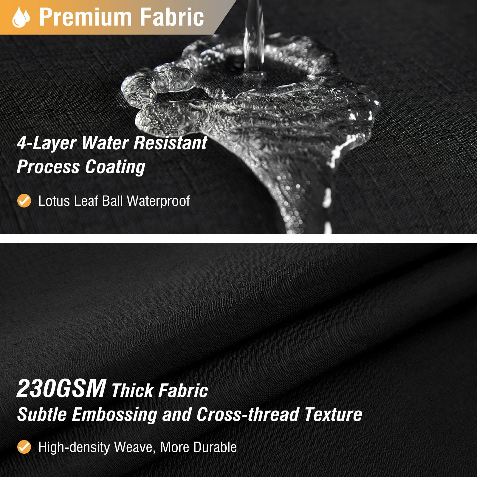 BTTN 92 x 182cm Black Linen Shower Curtain, Narrow Stall Mildew Resistant Fabric Shower Curtain Set including 6 Plastic Hooks - Image 2