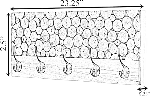 Miniatura 4 de Vintiquewise Gancho de madera natural con cinco ganchos para entrada, oficina, dormitorio y sala de juegos