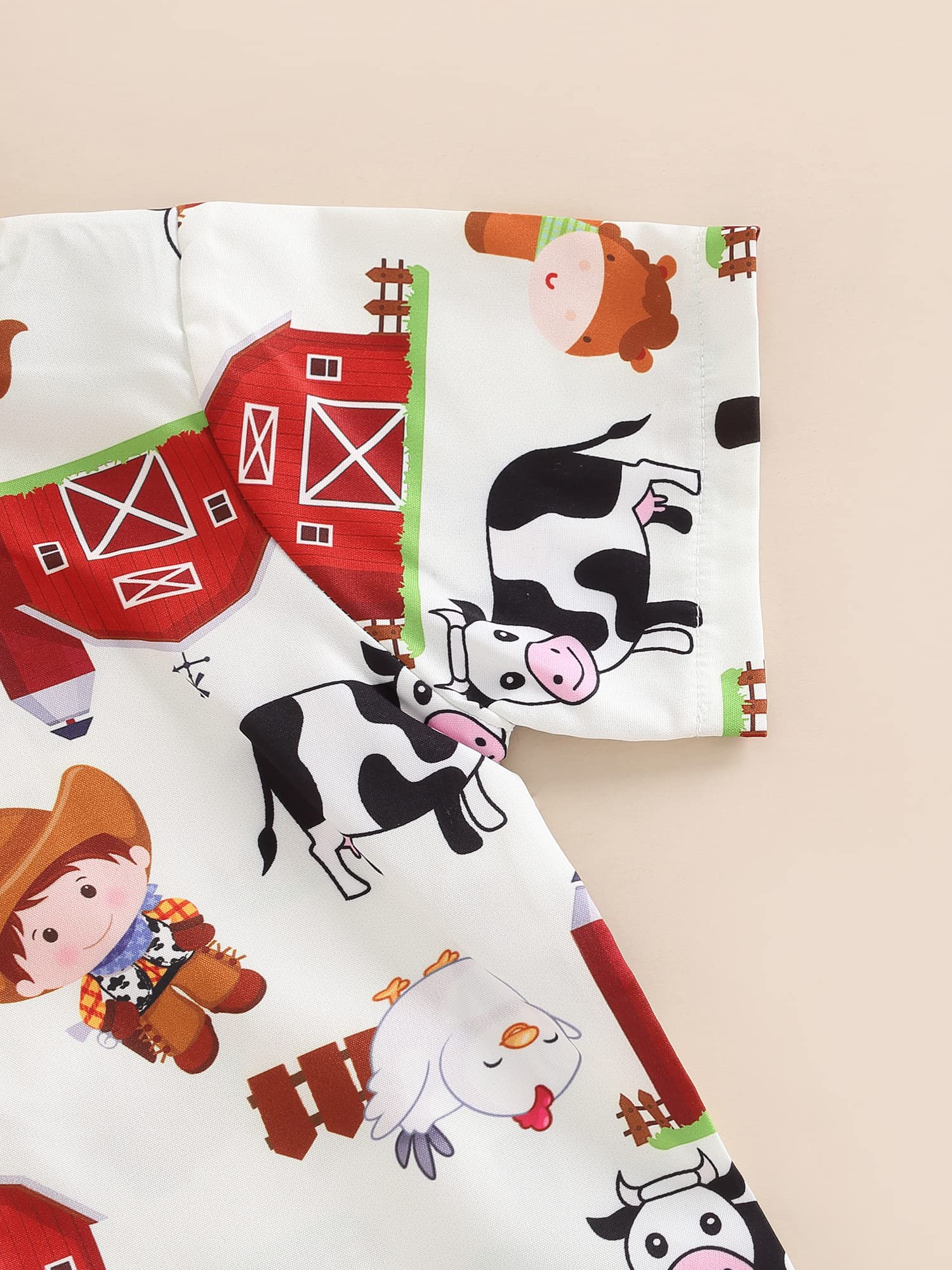 VISGOGO Conjunto de camisetas con estampado de animales de granja y circo para niños pequeños con pajarita y pantalones cortos