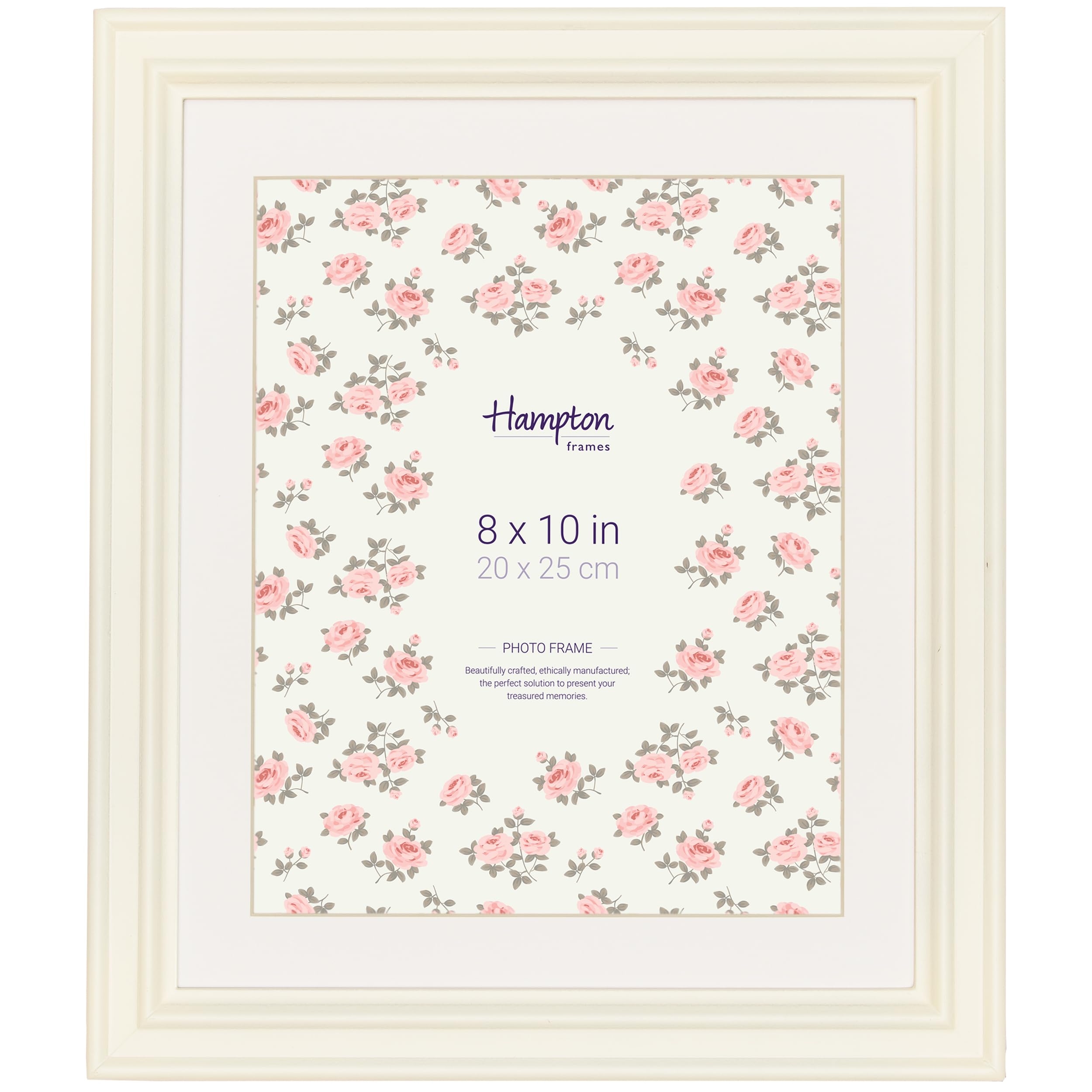 Hampton Frames HELENA 8x10 (20x25cm) White Frame With White Mount Picture Photo Frame Glass HEL12WH80