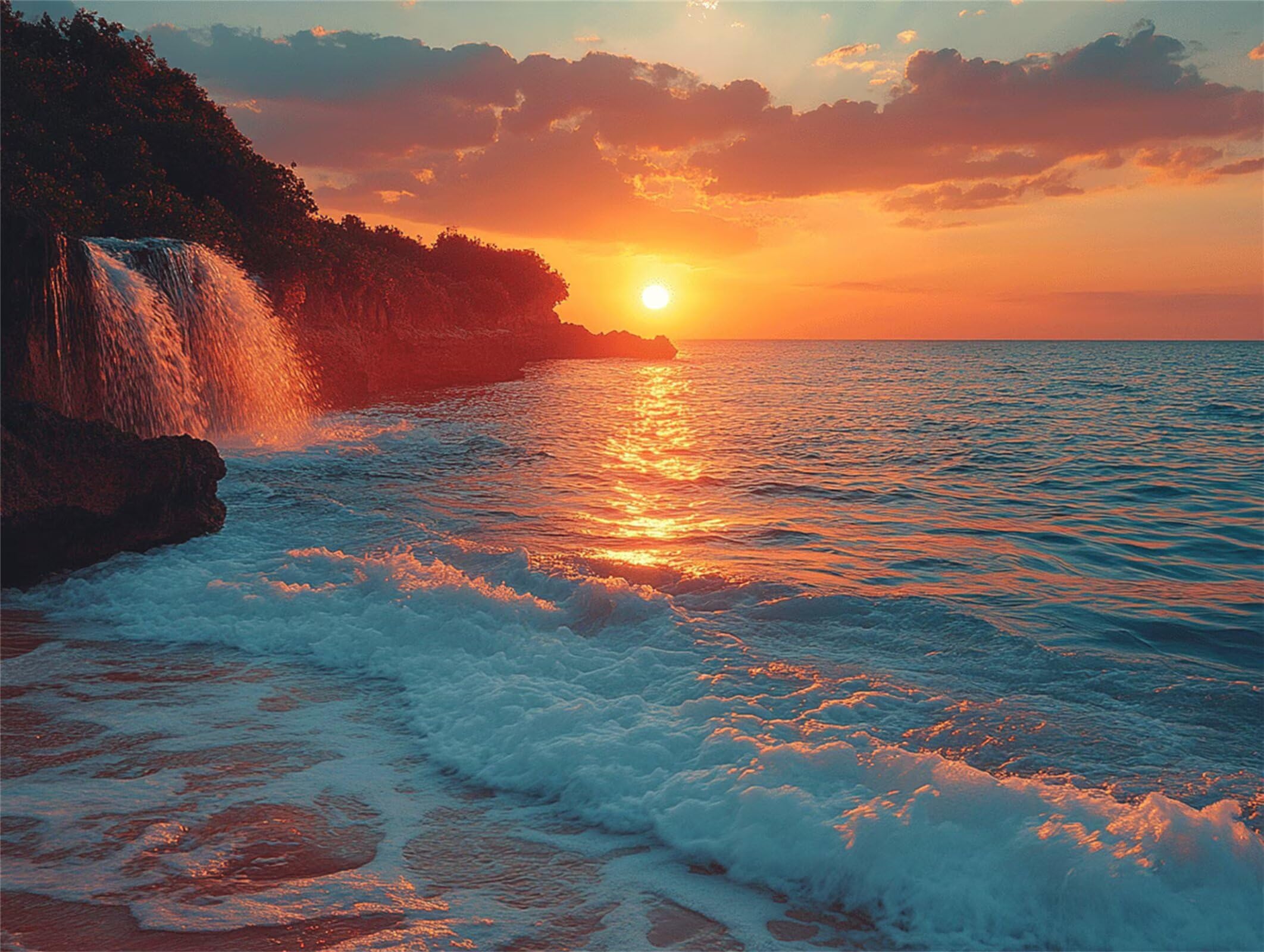 Puzzle 1500 Pièces Coucher de Soleil Puzzles Les Vague de océan n-436