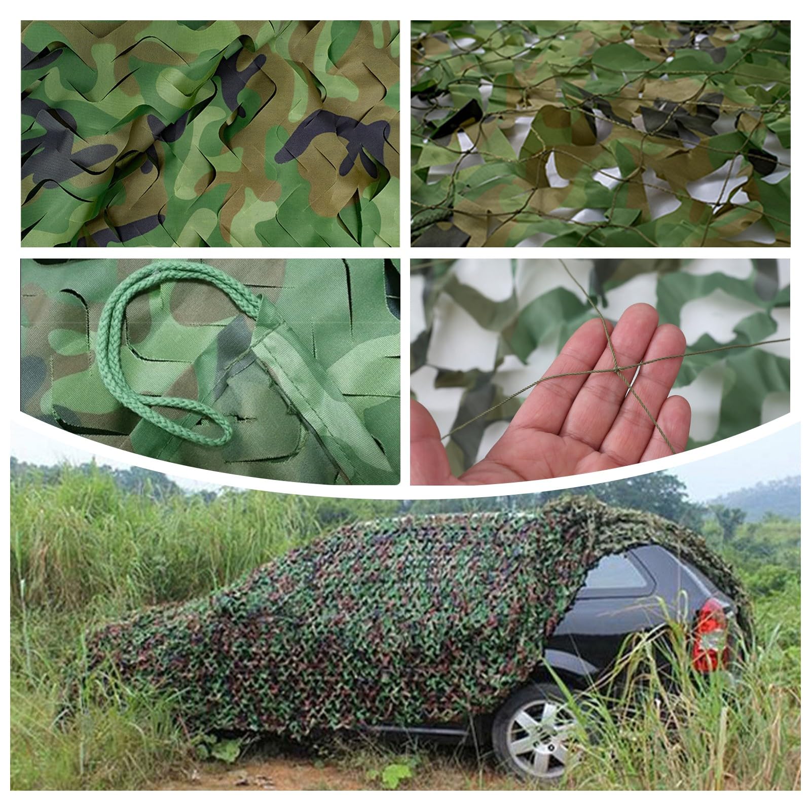 Red de Camuflaje de Jungla 8x10m Red de Camuflaje Militar Red de Sombra Exterior Protección Solar para Jardines Cubrir Vehículos Caza Decoraciones con Temática de Paisaje Forestal