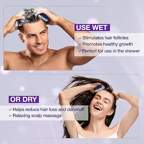 Miniatura 2 de Masajeador de cabeza para el crecimiento del cabello, cepillo de ducha para champú para pérdida de cabello, limpiador de cuero cabelludo de silicona