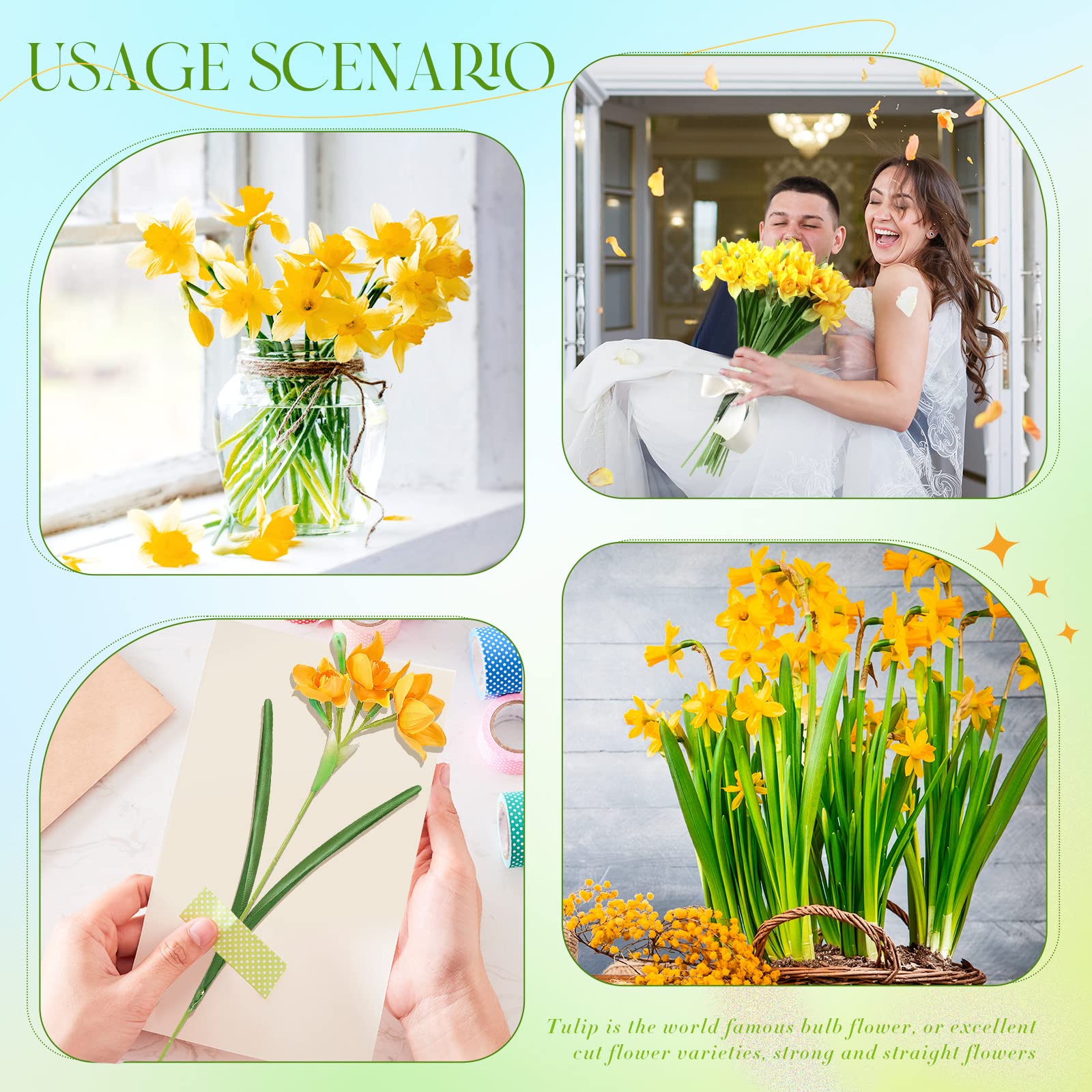 Giegxin 30 Stück Künstliche Narzissen Blumen 41,7 cm Narzissen Frühling Blume Kunstblumen für Home Decor Indoor Dekorative Blumen Künstliche Blumen für Haus Garten Hochzeit Party (Gelb)