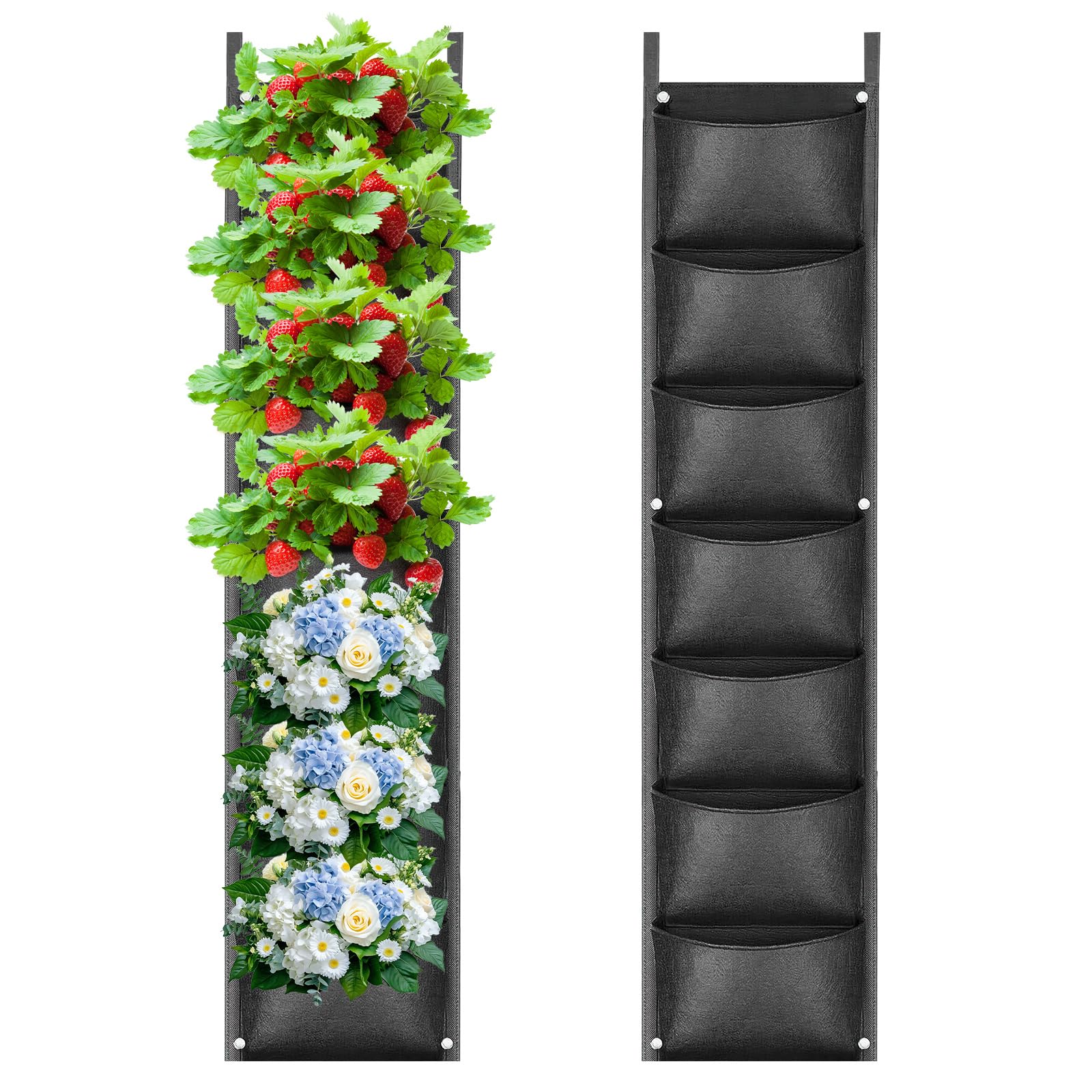 ACTOYS Garden Vertical Wall Bags, 7 Pocket Plant Bag, 2PCS Planter for Hanging on the Balcony, Plant Growing Bags for Gardens Home Decoration Outdoor Indoor