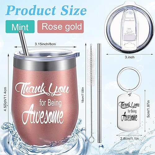 Miniatura 2 de Regalos de agradecimiento, vaso de vino con texto en inglés "Thank You for Being Awome", regalos de agradecimiento para mujeres, empleados y