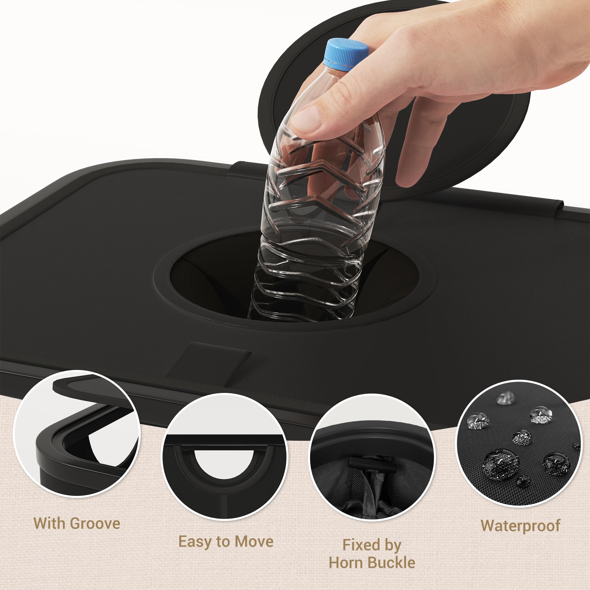 Contenitore Per Bottiglie 147L Con Coperchio Ermetico – 2 Scomparti, Tessuto Oxford 600D, Piegevole, Per Riciclaggio Vetro E Plastica